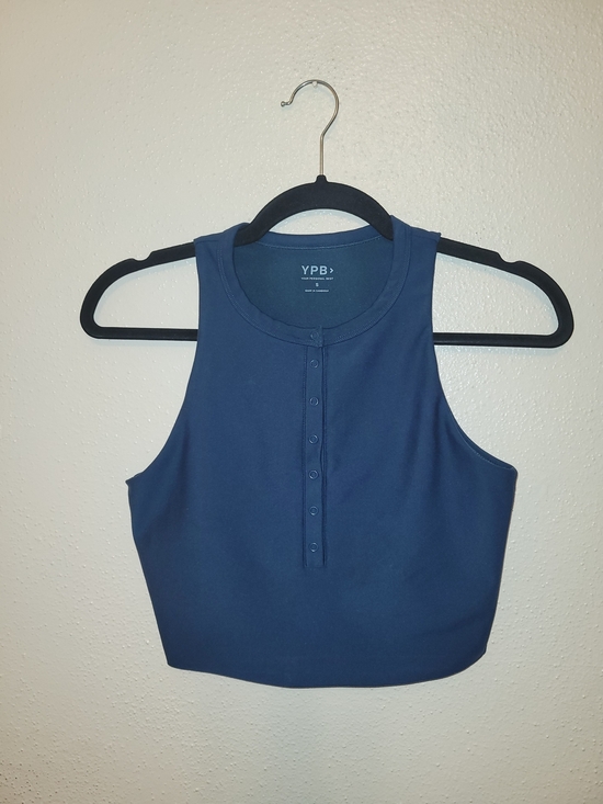 Abercrombie & Fitch Tops - Abercrombie & Fitch YPB SculptLUX Snap Front Henley Crop Tank Top Blue Size Smal